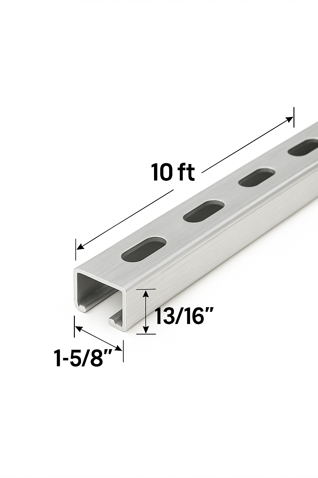 Slotted Strut Channel 1-5/8″ x 13/16″ x 10 FT – 16 GA | EV