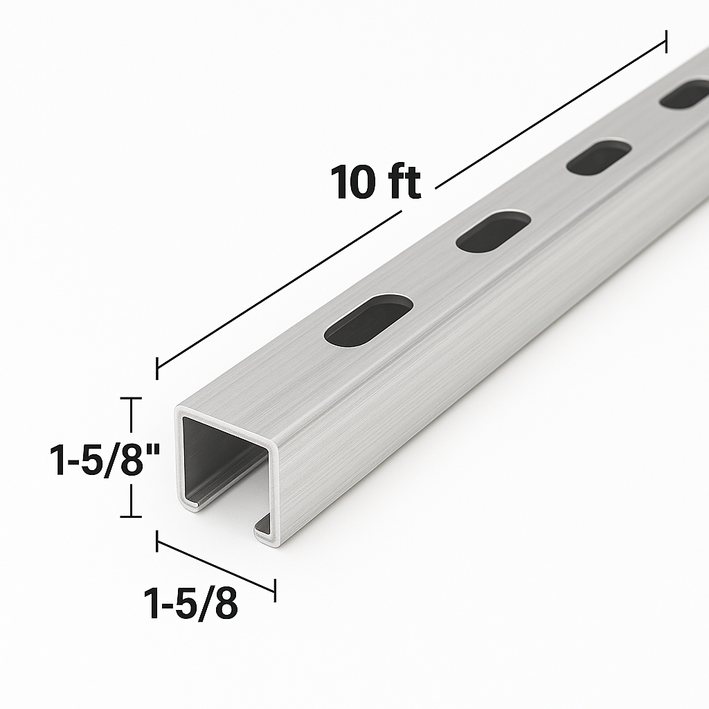 Slotted Strut Channel 1-5/8″ x 1-5/8″ x 10 FT – 16 GA | EV
